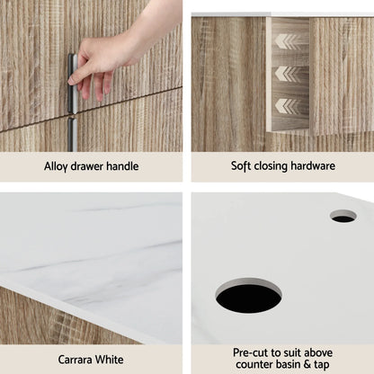 Cefito Vanity Unit 900mm Bathroom Cabinet Storage Wall Hung Timber Front Pine - Mekamart Australia