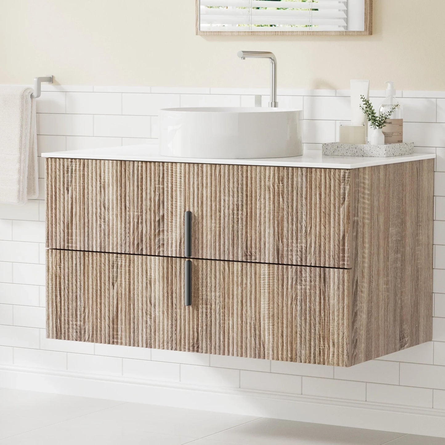 Cefito Vanity Unit 900mm Bathroom Cabinet Storage Wall Hung Timber Front Pine - Mekamart Australia