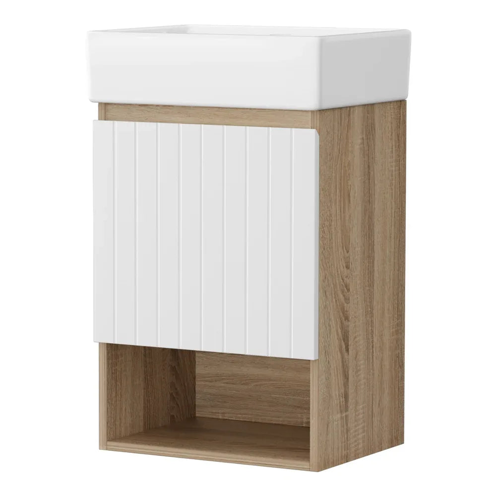 Cefito Vanity Unit 445mm Basin Bathroom Cabinet Storage Wall Hung Sink White - Mekamart Australia