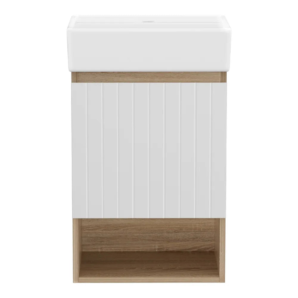 Cefito Vanity Unit 445mm Basin Bathroom Cabinet Storage Wall Hung Sink White - Mekamart Australia