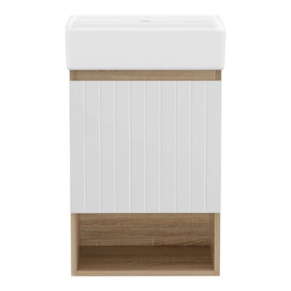 Cefito Vanity Unit 445mm Basin Bathroom Cabinet Storage Wall Hung Sink White - Mekamart Australia