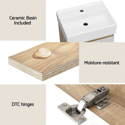 Cefito Vanity Unit 445mm Basin Bathroom Cabinet Storage Wall Hung Sink White - Mekamart Australia