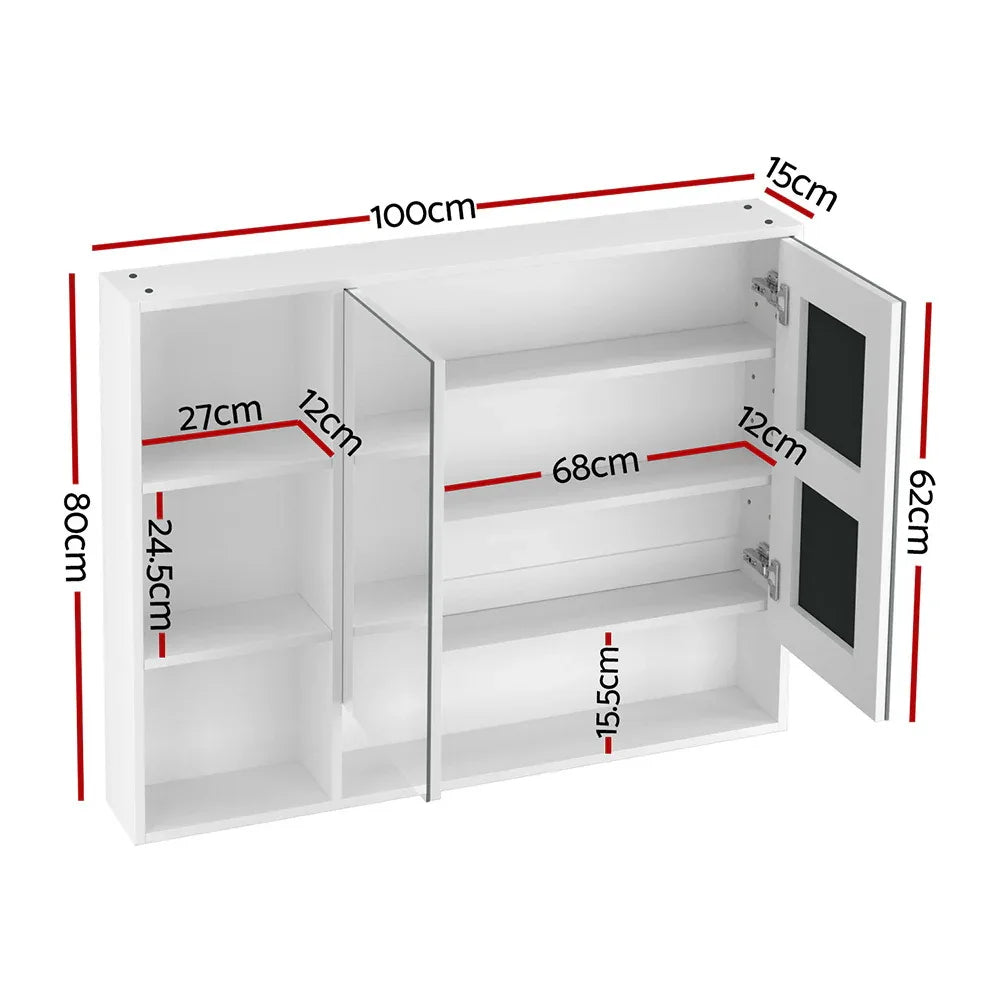 Cefito Bathroom Mirror Cabinet 100CM Vanity Medicine Wall Mounted Storage White - Mekamart Australia