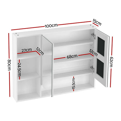 Cefito Bathroom Mirror Cabinet 100CM Vanity Medicine Wall Mounted Storage White - Mekamart Australia