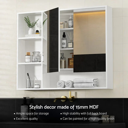 Cefito Bathroom Mirror Cabinet 100CM Vanity Medicine Wall Mounted Storage White - Mekamart Australia