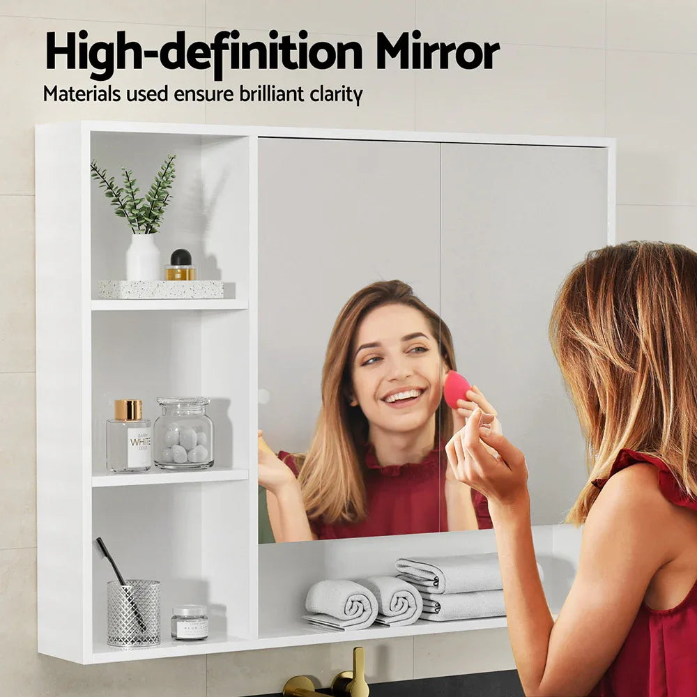 Cefito Bathroom Mirror Cabinet 100CM Vanity Medicine Wall Mounted Storage White - Mekamart Australia