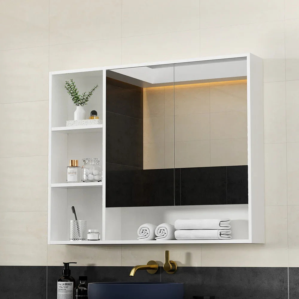 Cefito Bathroom Mirror Cabinet 100CM Vanity Medicine Wall Mounted Storage White - Mekamart Australia