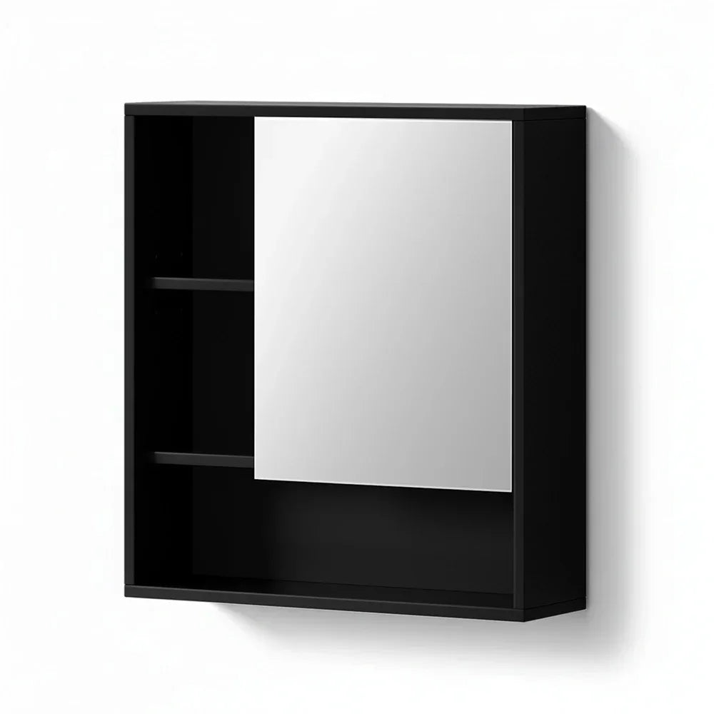 Cefito Bathroom Mirror Cabinet Mirrored Medicine Adjustable Shelf Wall Mounted 560mm Black