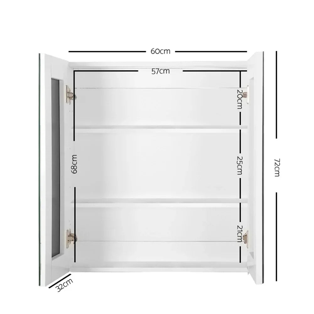Cefito Bathroom Mirror Cabinet 600x720mm White - Mekamart Australia