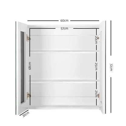 Cefito Bathroom Mirror Cabinet 600x720mm White - Mekamart Australia