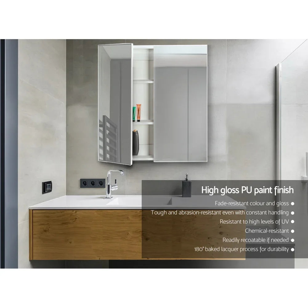 Cefito Bathroom Mirror Cabinet 600x720mm White - Mekamart Australia