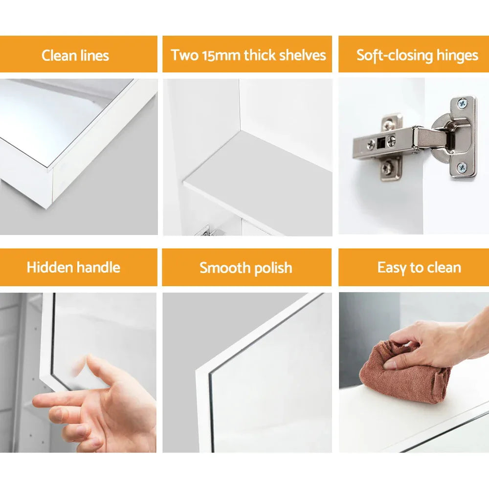 Cefito Bathroom Mirror Cabinet 600x720mm White - Mekamart Australia