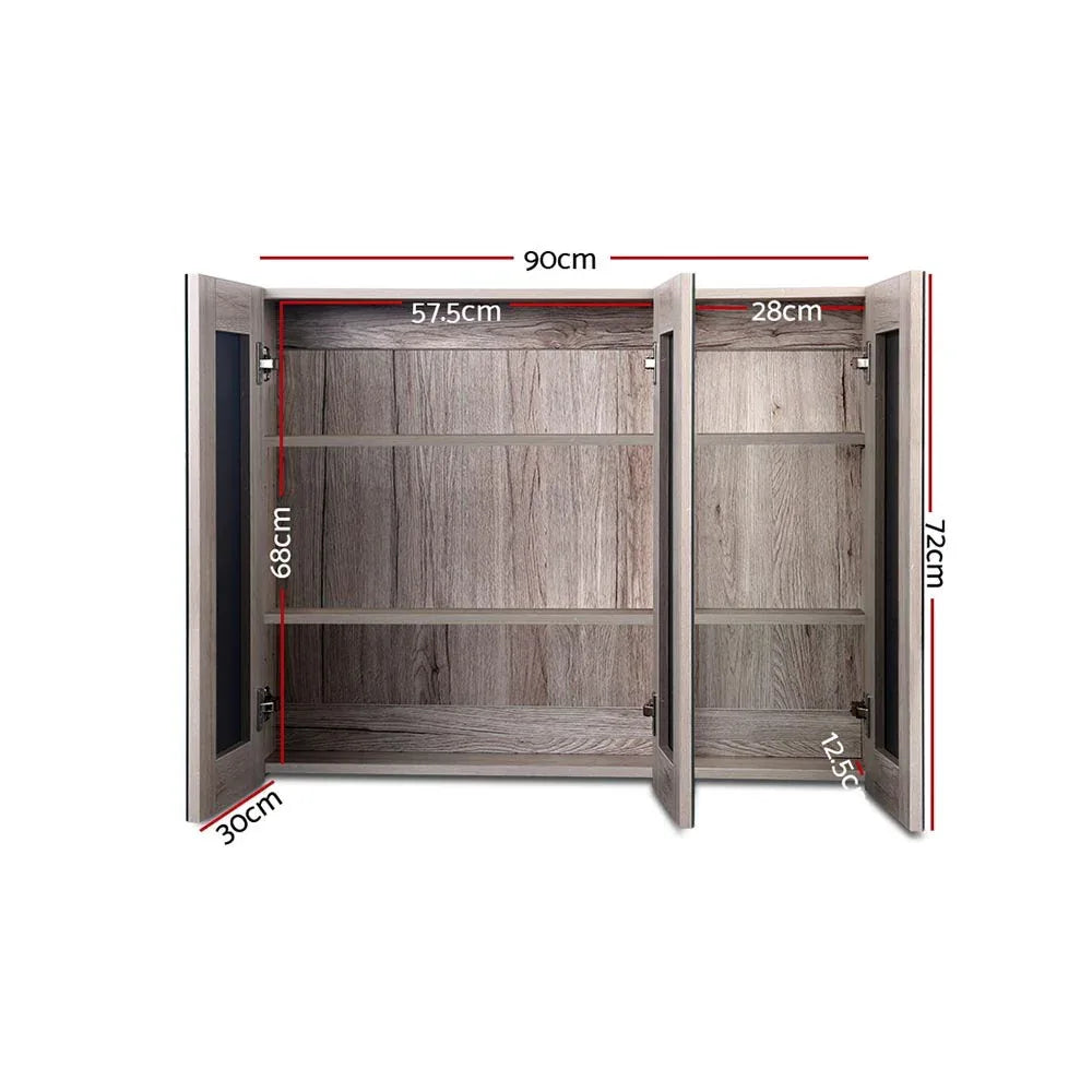 Cefito Bathroom Mirror Cabinet 900x720mm Oak - Mekamart Australia