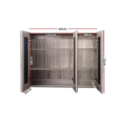 Cefito Bathroom Mirror Cabinet 900x720mm Oak - Mekamart Australia