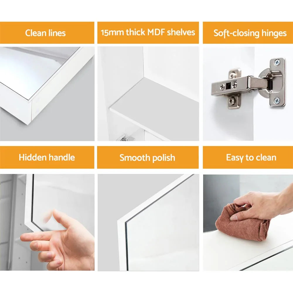 Cefito Bathroom Vanity Mirror with Storage Cabinet - White - Mekamart Australia