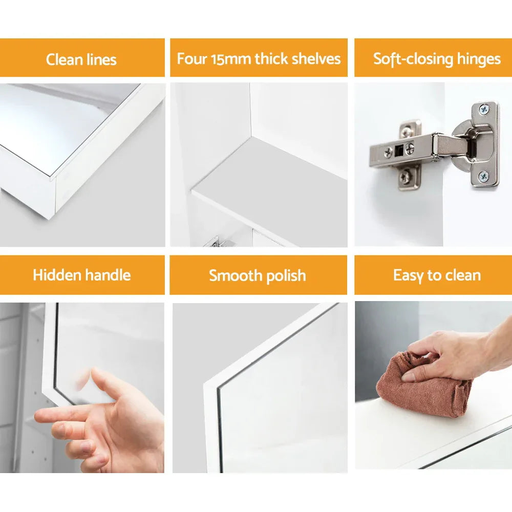 Cefito Bathroom Mirror Cabinet 1200x720mm White - Mekamart Australia