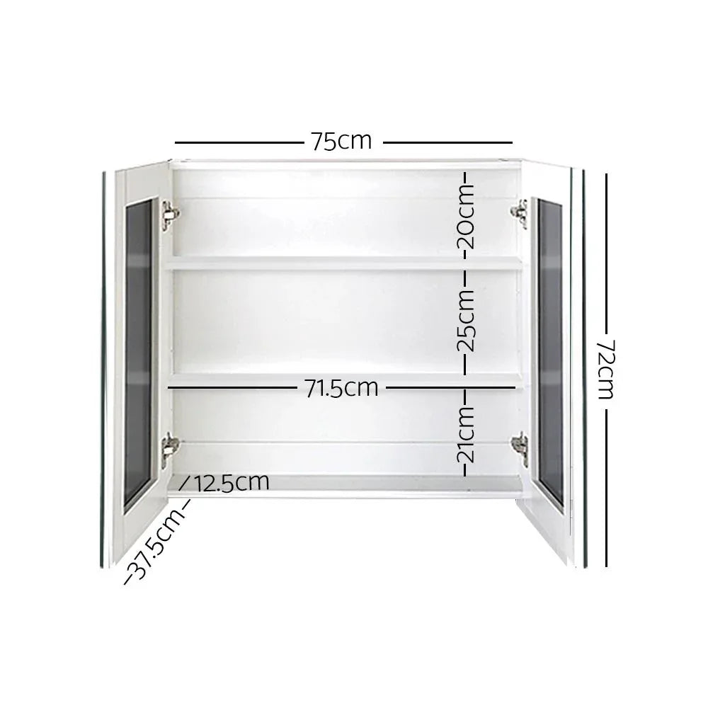 Cefito Bathroom Mirror Cabinet 750x720mm White - Mekamart Australia