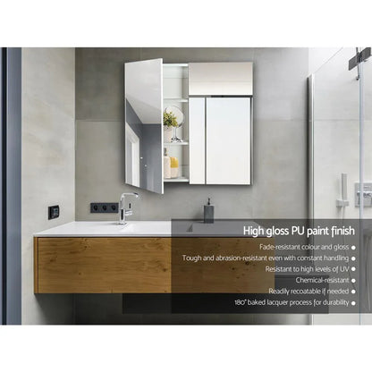 Cefito Bathroom Mirror Cabinet 750x720mm White - Mekamart Australia