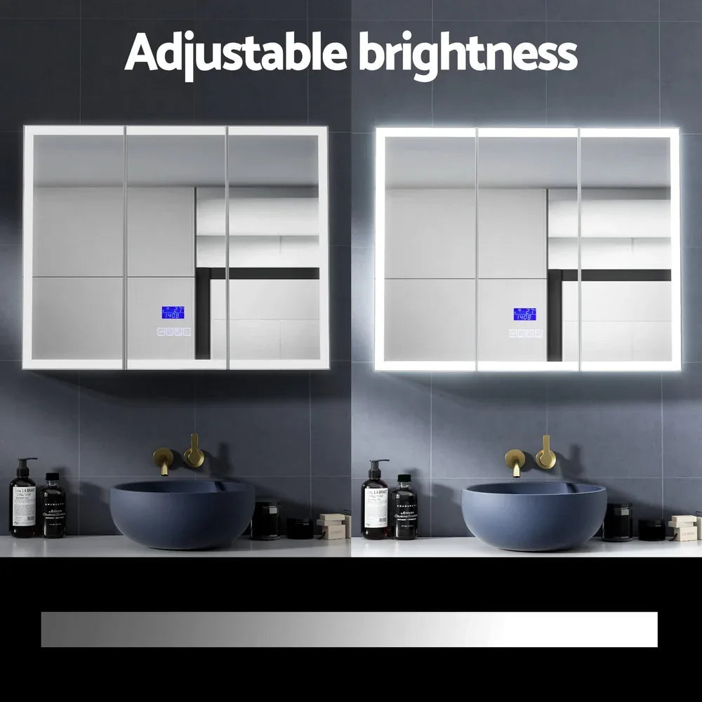 Bathroom Mirror Cabinet LED Light 900x720mm Medicine Wall Storage - Mekamart Australia