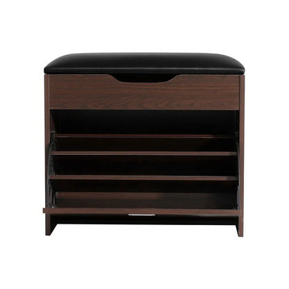 Artiss Shoe Rack Cabinet Bench 3-tier 15 Pairs Walnut - Mekamart Australia