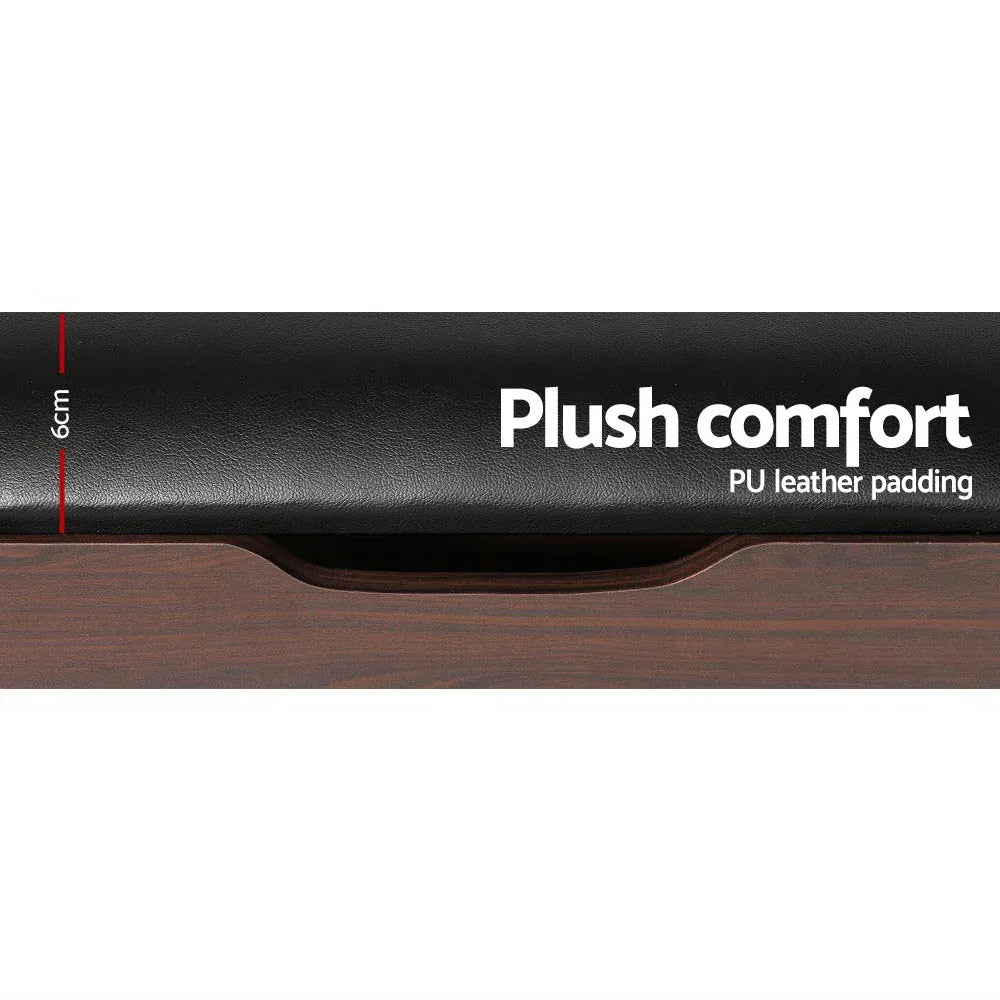 Artiss Shoe Rack Cabinet Bench 3-tier 15 Pairs Walnut - Mekamart Australia