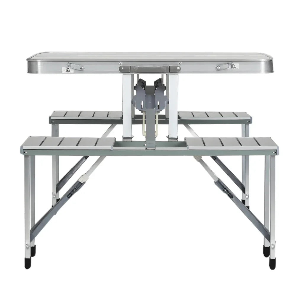 Weisshorn Folding Camping Table Outdoor Picnic BBQ With 2 Bench Chairs Set - Mekamart Australia