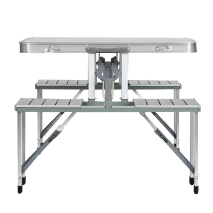 Weisshorn Folding Camping Table Outdoor Picnic BBQ With 2 Bench Chairs Set - Mekamart Australia