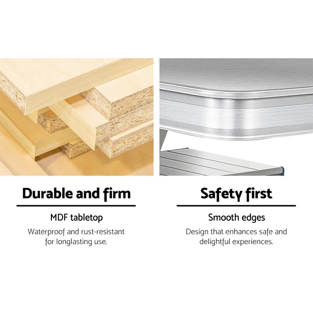 Weisshorn Folding Camping Table Outdoor Picnic BBQ With 2 Bench Chairs Set - Mekamart Australia