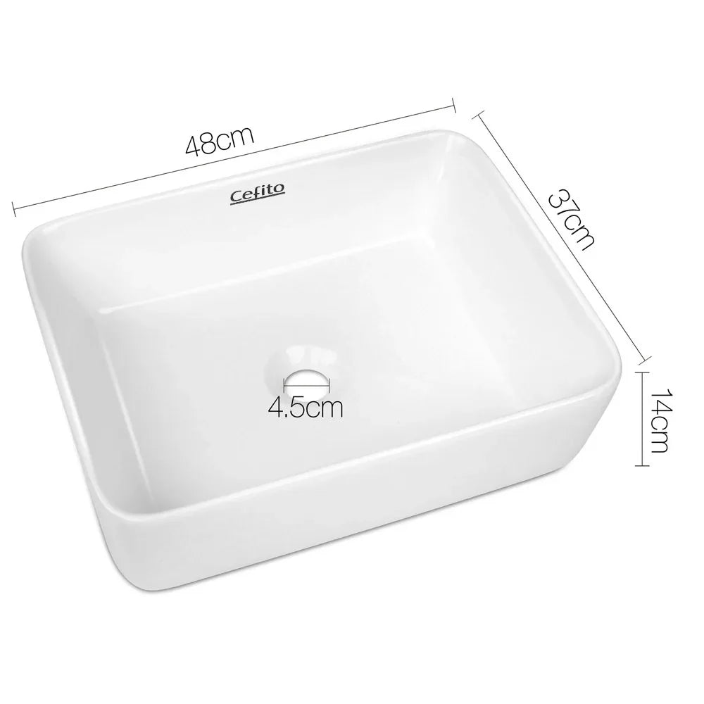 Cefito Bathroom Basin Ceramic Vanity Sink Hand Wash Bowl 48x37cm White - Mekamart Australia
