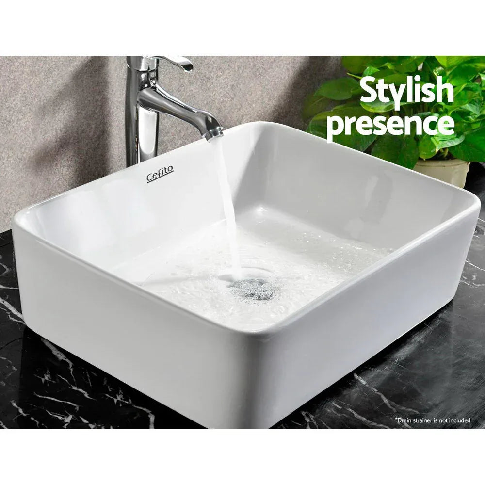Cefito Bathroom Basin Ceramic Vanity Sink Hand Wash Bowl 48x37cm White - Mekamart Australia
