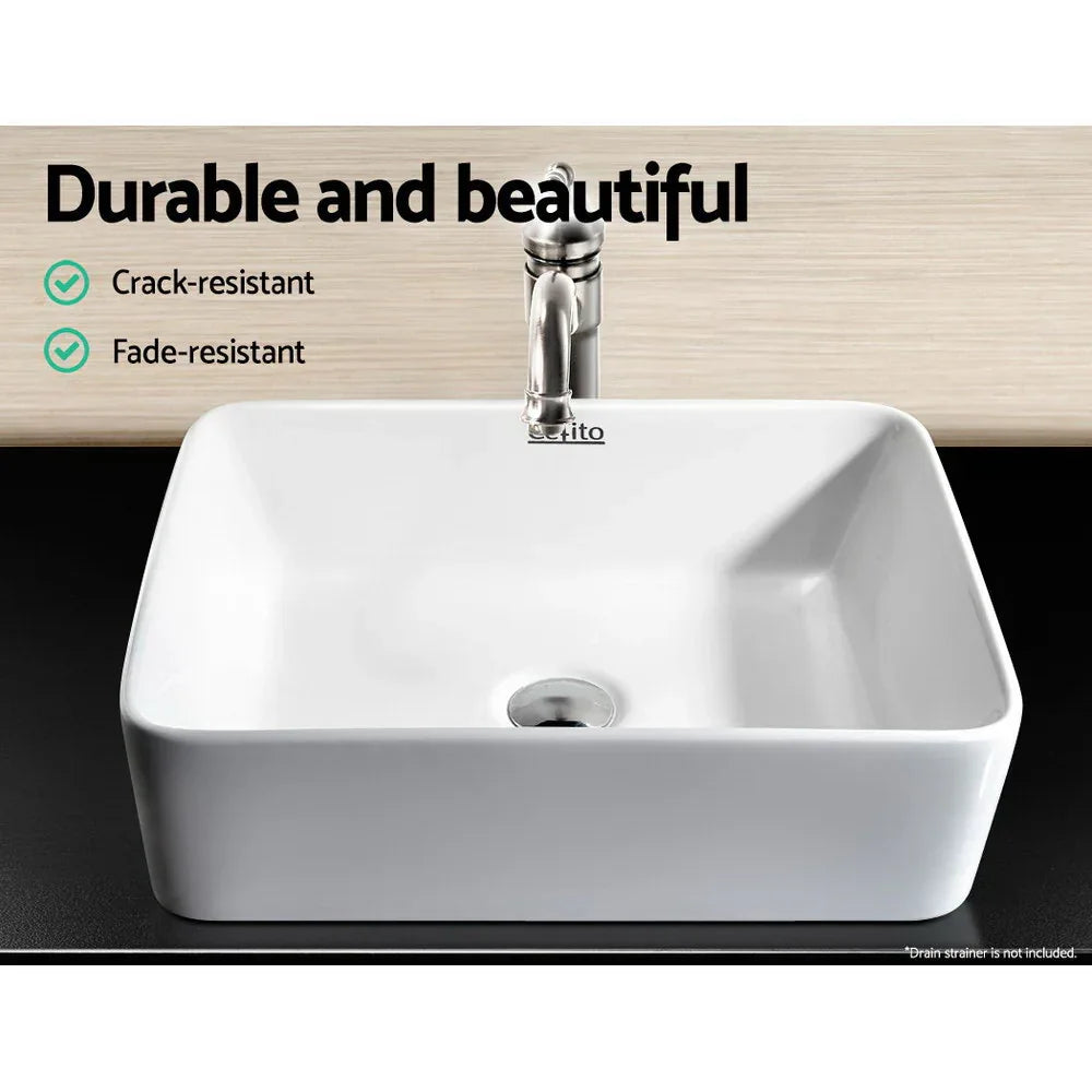 Cefito Bathroom Basin Ceramic Vanity Sink Hand Wash Bowl 48x37cm White - Mekamart Australia
