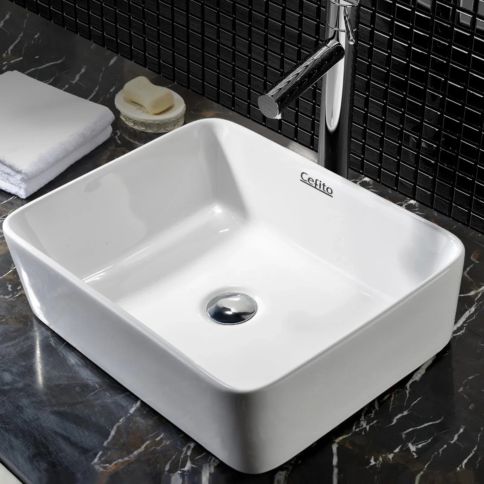 Cefito Bathroom Basin Ceramic Vanity Sink Hand Wash Bowl 48x37cm White - Mekamart Australia