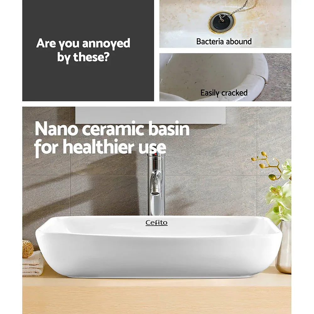 Cefito Bathroom Basin Ceramic Vanity Sink Hand Wash Bowl 60x38cm - Mekamart Australia