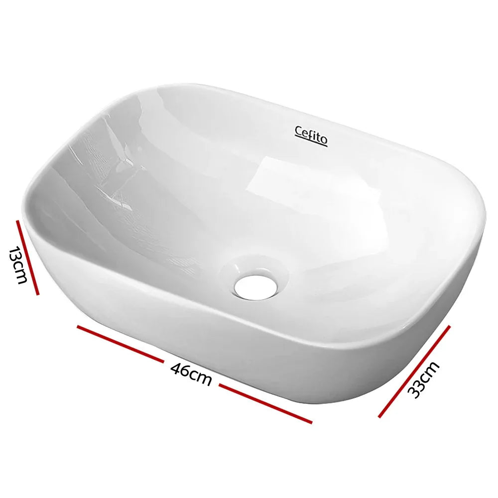 Cefito Bathroom Basin Ceramic Vanity Sink Hand Wash Bowl 46x33cm - Mekamart Australia