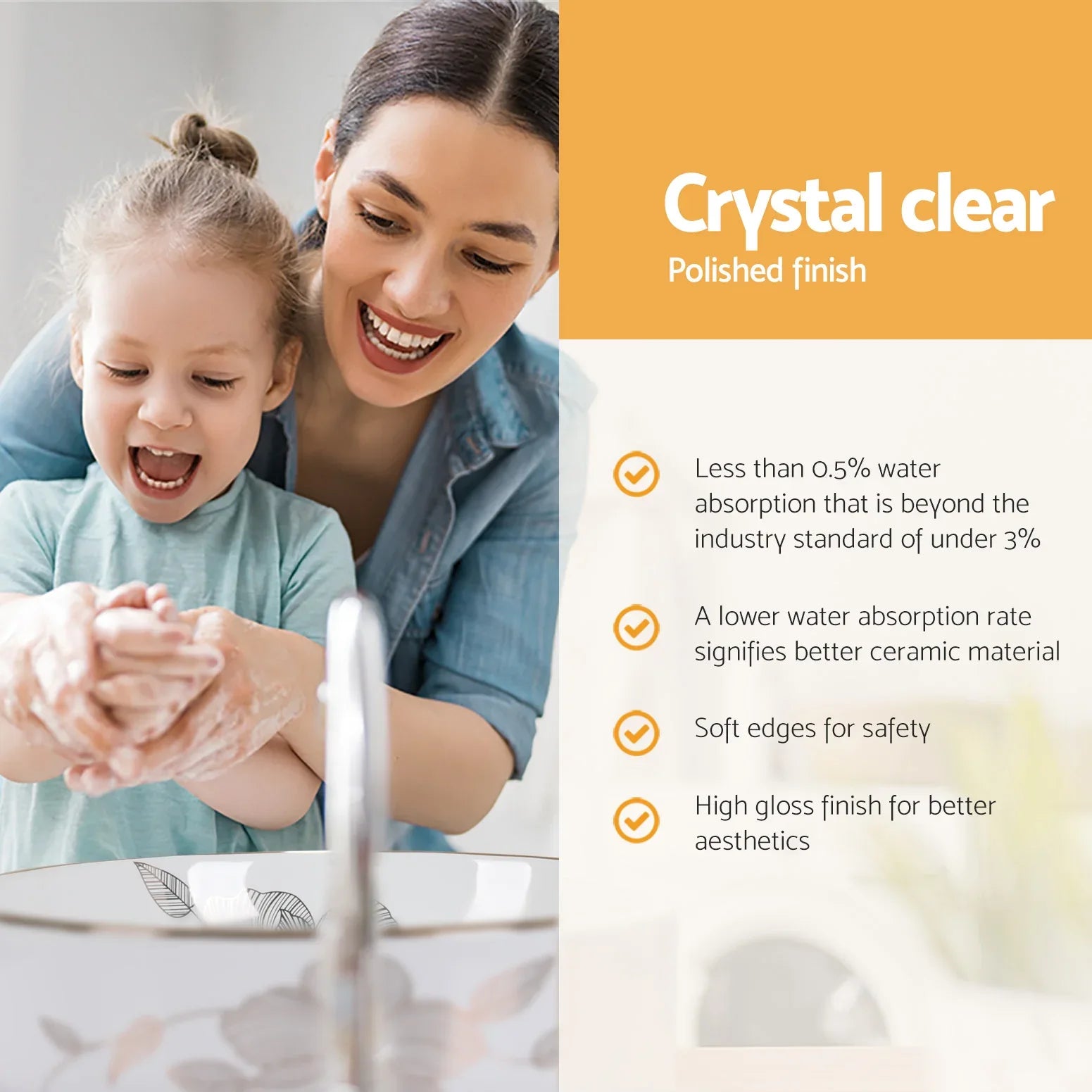 Cefito Bathroom Basin Ceramic Vanity Sink Hand Wash Bowl with Pattern 41x41cm - Mekamart Australia