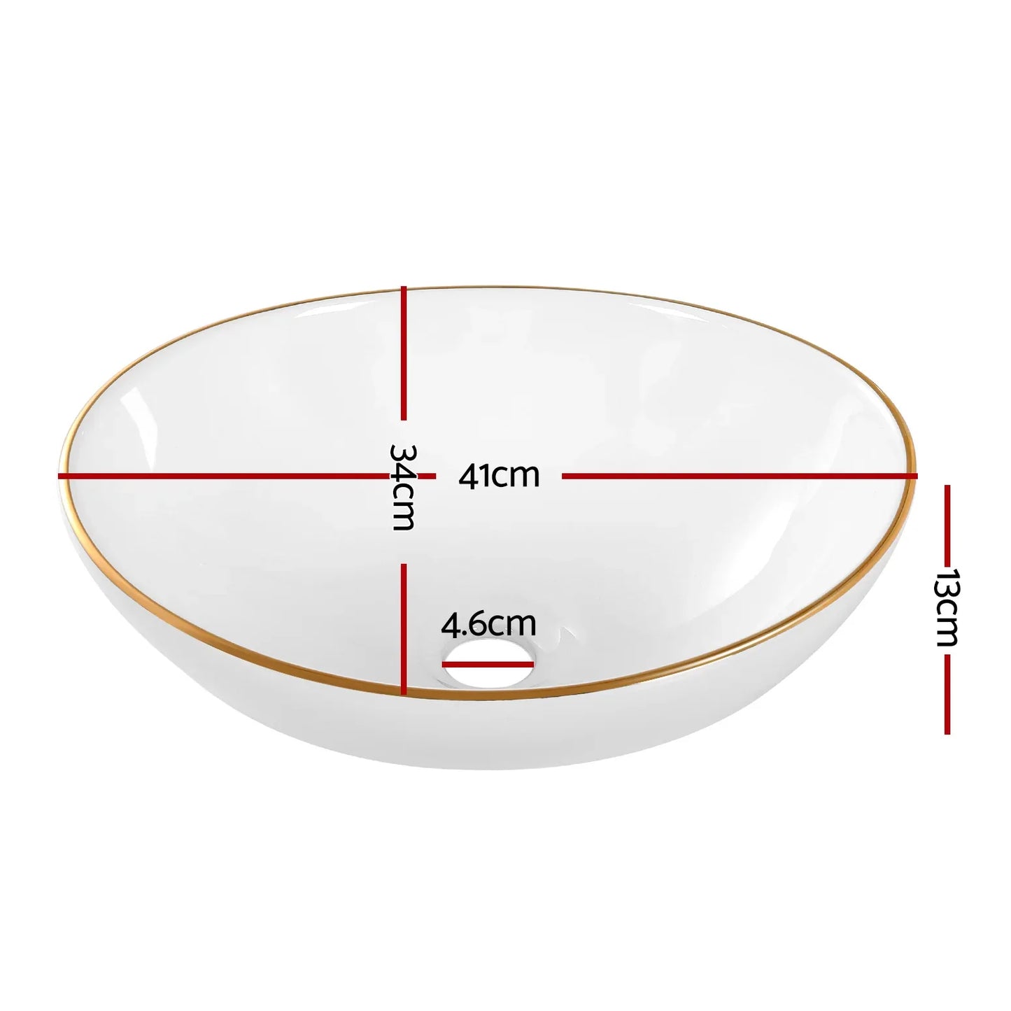 Cefito Bathroom Basin Ceramic Vanity Sink Hand Wash Bowl Gold Line 41x34cm - Mekamart Australia