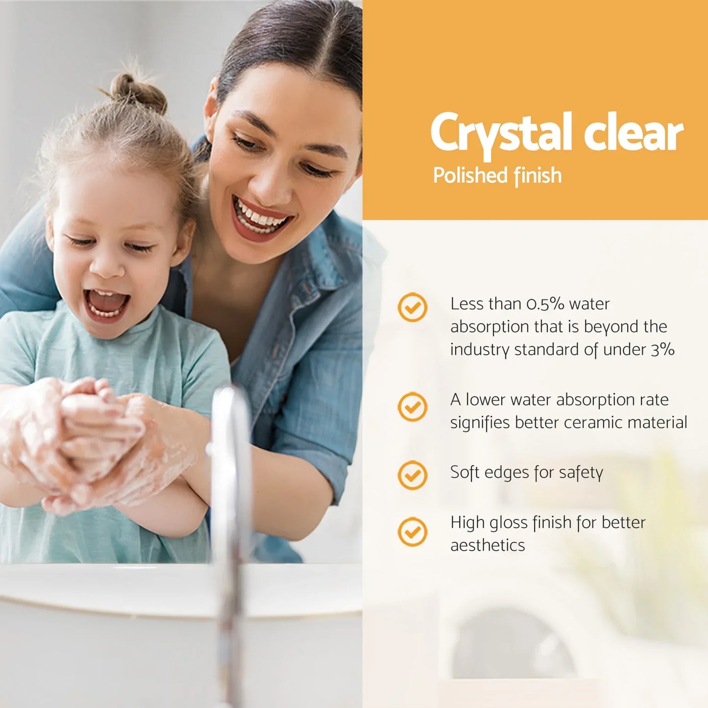 Cefito Bathroom Basin Ceramic Vanity Sink Hand Wash Bowl Gold Line 41x34cm - Mekamart Australia