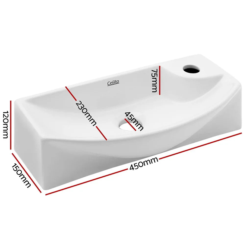 Cefito Bathroom Basin Ceramic Vanity Sink Hand Wash Bowl 45x23cm - Mekamart Australia