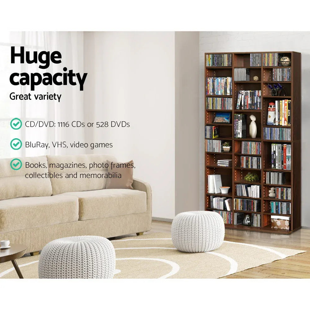 Artiss Bookshelf CD Storage Rack - BERT Walnut - Mekamart Australia