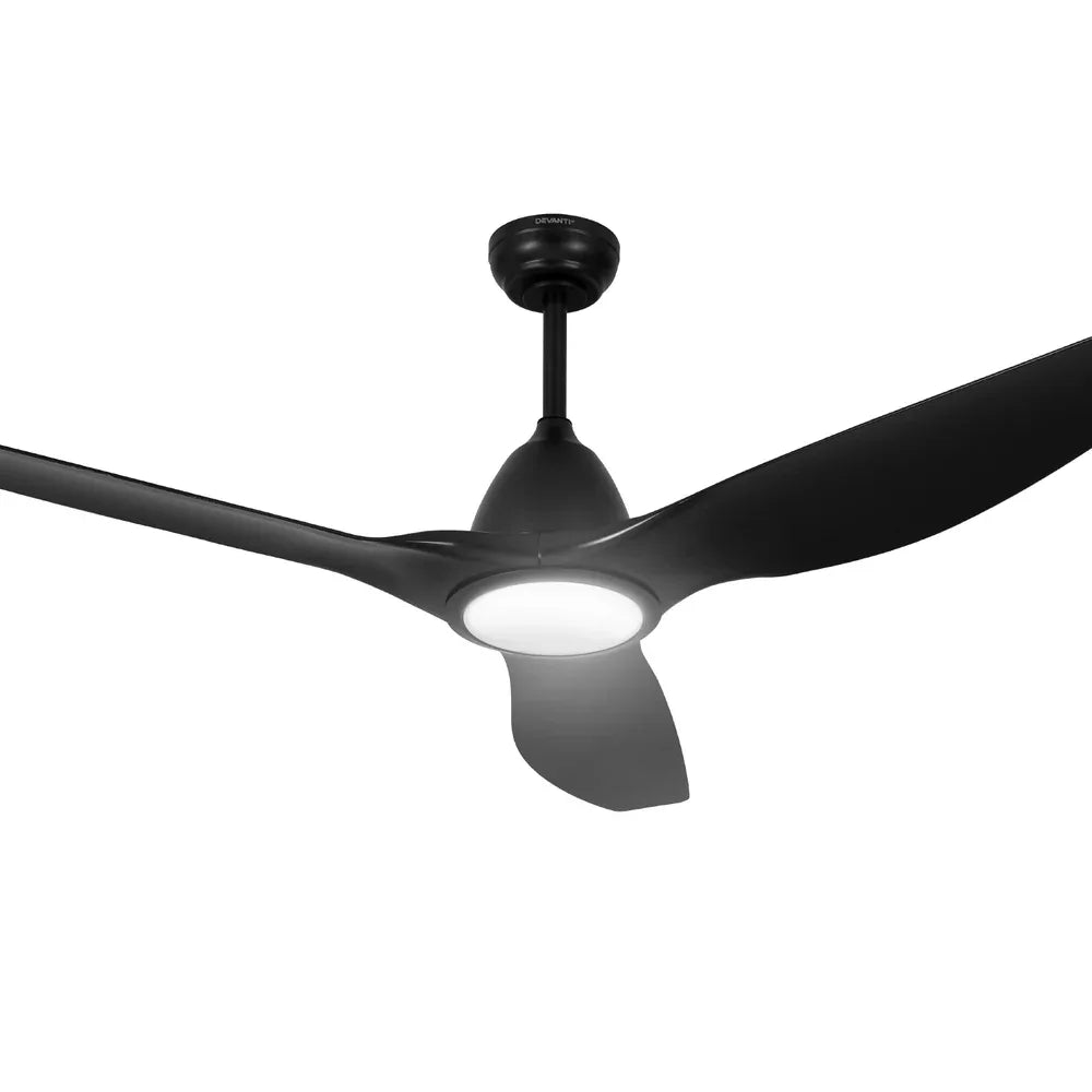 Devanti 64 Inch Ceiling Fan DC Motor w/Light w/Remote - Black - Mekamart Australia