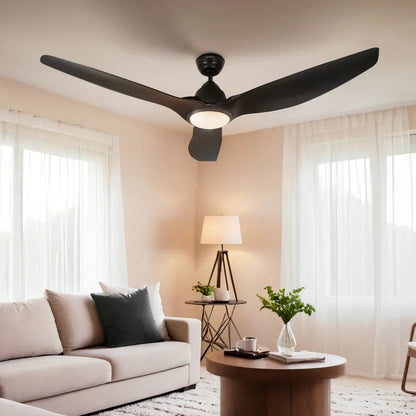 Devanti 64 Inch Ceiling Fan DC Motor w/Light w/Remote - Black - Mekamart Australia