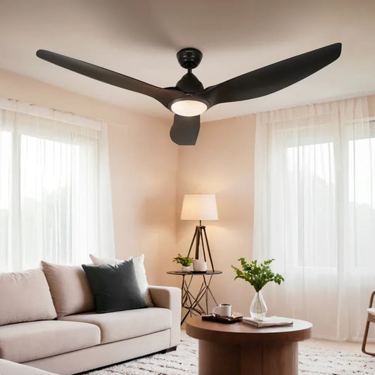 Devanti 64 Inch Ceiling Fan DC Motor w/Light w/Remote - Black - Mekamart Australia
