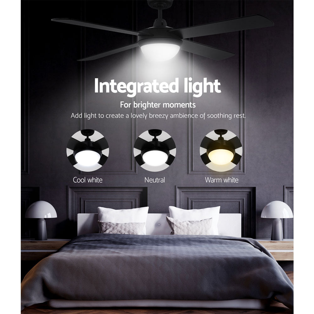 Devanti 52'' Ceiling Fan DC Motor w/Light w/Remote - Black