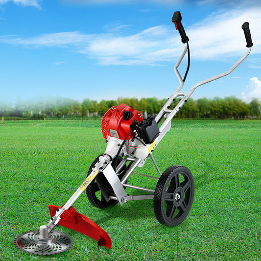 Giantz 52cc Petrol Brush Cutter Whipper Saw Trimmer 2 Stroke 3-in-1 Wheel