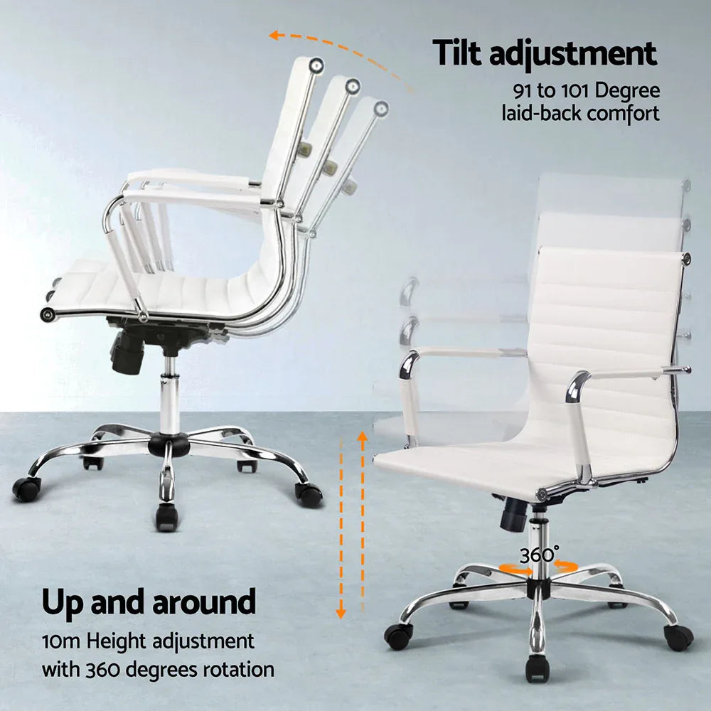 Artiss Computer Desk Office Chair Set PU Leather Wall Mount Foldable Table White - Mekamart Australia