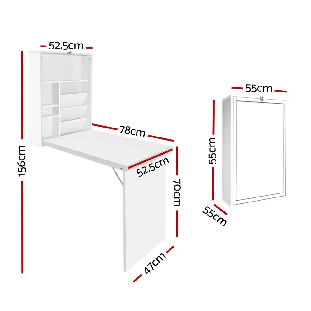 Artiss Computer Desk Bookshelf Wall Mount White - Mekamart Australia