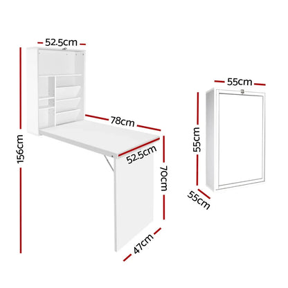 Artiss Computer Desk Bookshelf Wall Mount White - Mekamart Australia