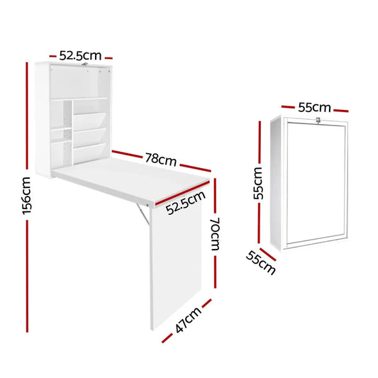 Artiss Computer Desk Bookshelf Wall Mount White - Mekamart Australia