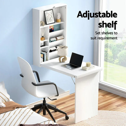 Artiss Computer Desk Bookshelf Wall Mount White - Mekamart Australia