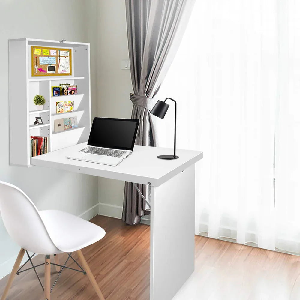Artiss Computer Desk Bookshelf Wall Mount White - Mekamart Australia